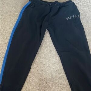Black Joggers with Blue Stripe